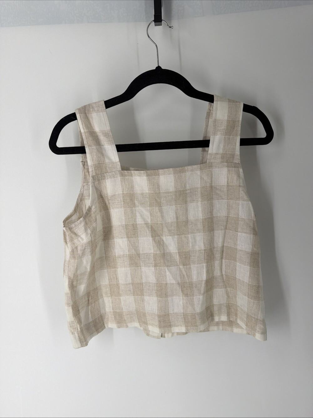 Madewell Linen Blend Sunside Button Back Crop Top in Natural Linen Yd, Size 2